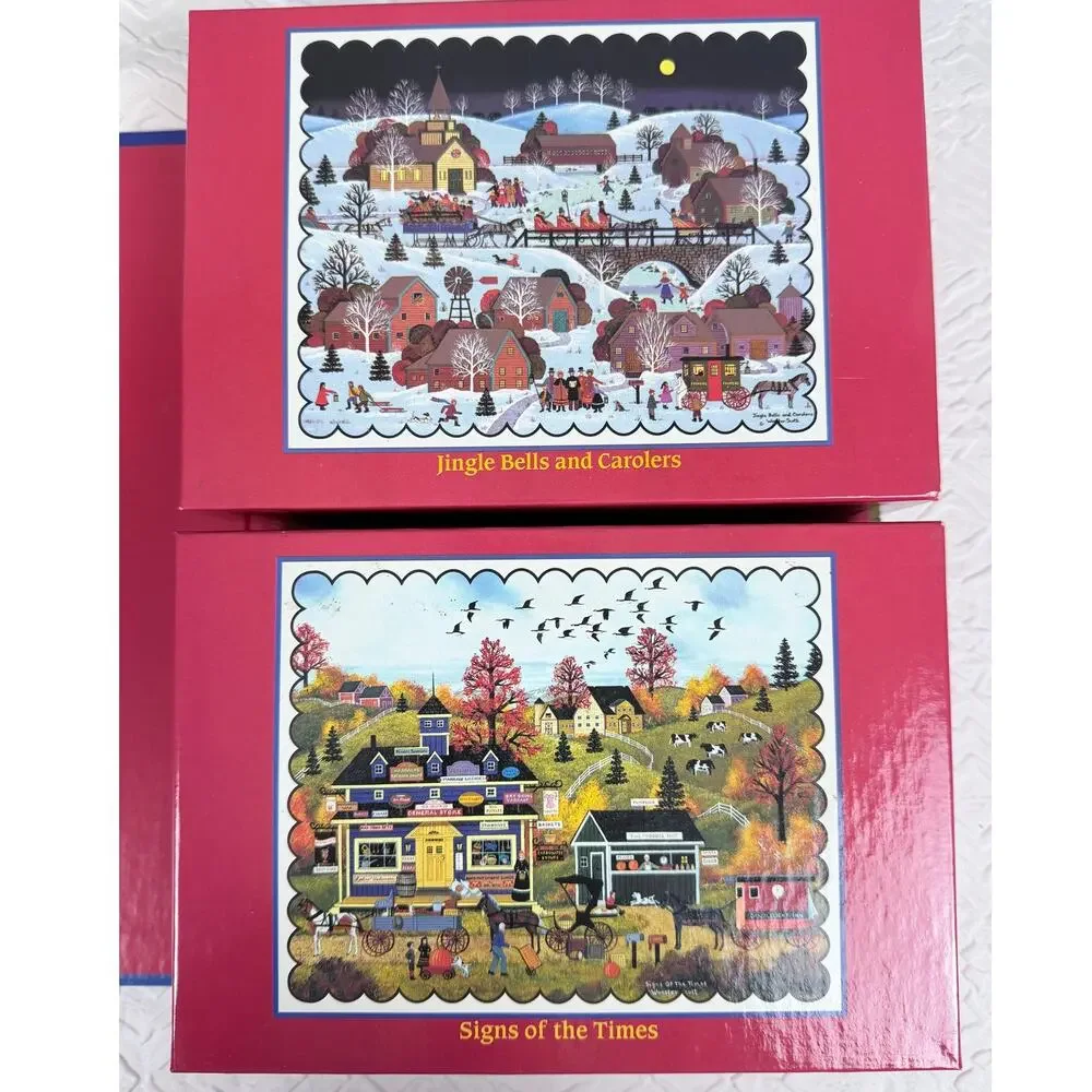 Vintage Jane Wooster Scott 2-Puzzle Set 500pc Corkboard Unopened Pieces